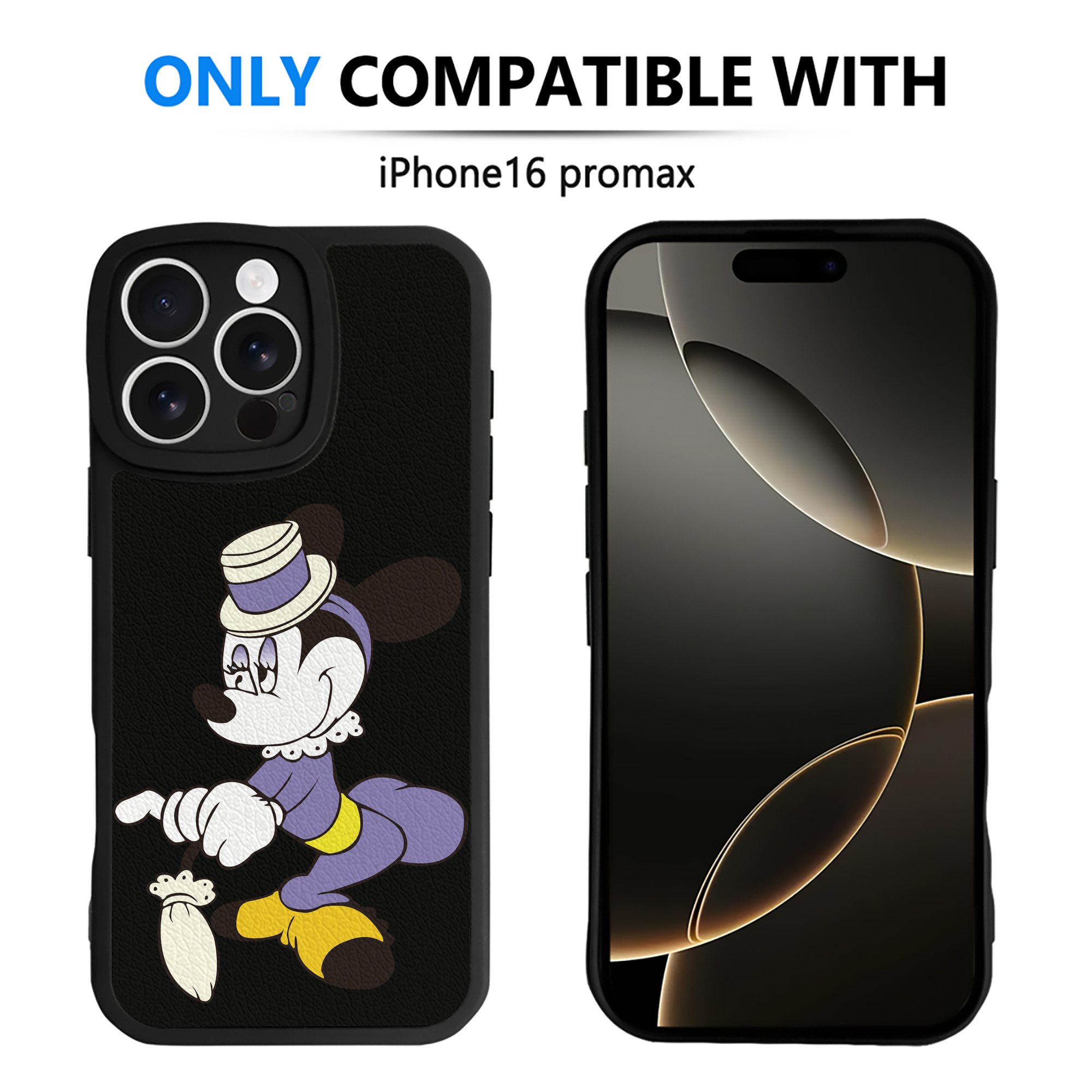 （画像用） ミッキーマウス Mickey Mouse 【iPhone 16シリーズ対応】シリコンスマホケース（レザー調） 材質：シリコン